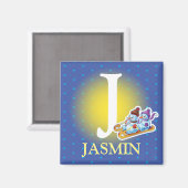 Jongen initiaal sneeuwpoppenkop magneet (Voorkant / Achterkant)