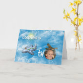 Jongen is 2e Verjaardag met vliegtuig en foto lijs Kaart (Gele Bloem)