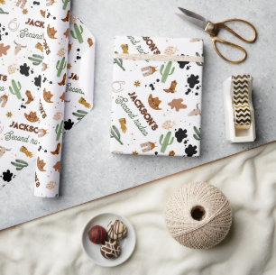 Jongen is niet mijn eerste Rodeo Cowboy 2e verjaar Cadeaupapier