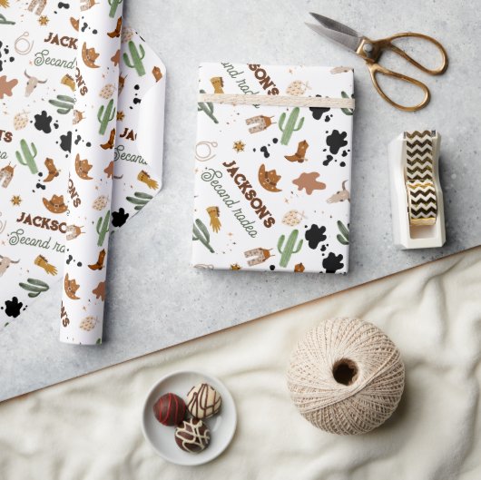 Jongen is niet mijn eerste Rodeo Cowboy 2e verjaar Cadeaupapier (Crafts)