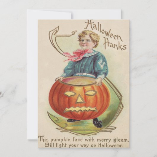 Jongen Jack O Lantern Pompoen Gedicht (Voorkant)