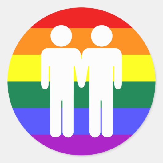 Jongen + Jongen Regenboog Sticker (Voorkant)