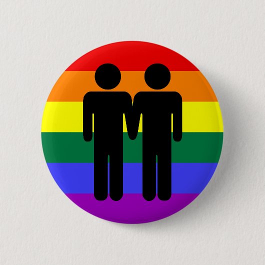 Jongen + Jongen regenboogButton Ronde Button 5,7 Cm (Voorkant)