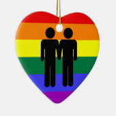 Jongen + Jongen Regenboogversiering Keramisch Ornament (Rechts)