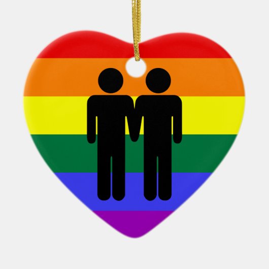Jongen + Jongen Regenboogversiering Keramisch Ornament (Voorkant)