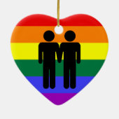 Jongen + Jongen Regenboogversiering Keramisch Ornament (Achterkant)
