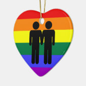 Jongen + Jongen Regenboogversiering Keramisch Ornament (Links)