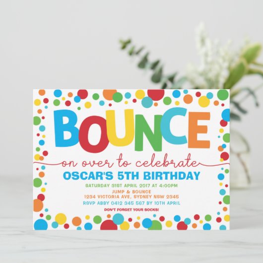 Jongen Jump Birthday Bounce House Trampoline Party Kaart (Staand voorkant)