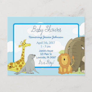 Jongen Jungle of Dierentuin Thema Baby Shower Uitnodiging Briefkaart