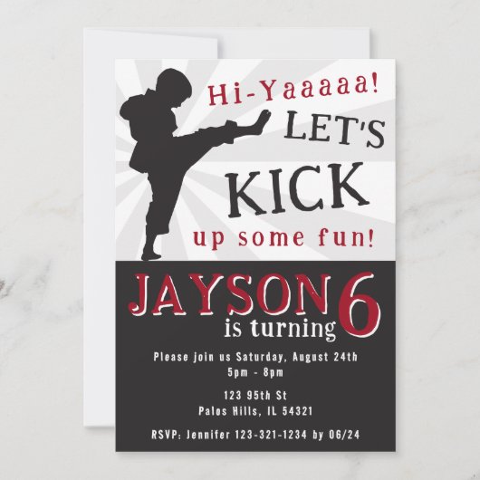 Jongen karate feestje verjaardag uitnodiging (Voorkant)
