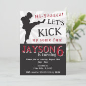 Jongen karate feestje verjaardag uitnodiging (Staand voorkant)