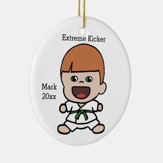 Jongen Karate kerstversiering Keramisch Ornament (Rechts)