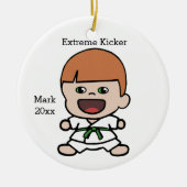 Jongen Karate kerstversiering Keramisch Ornament (Voorkant)