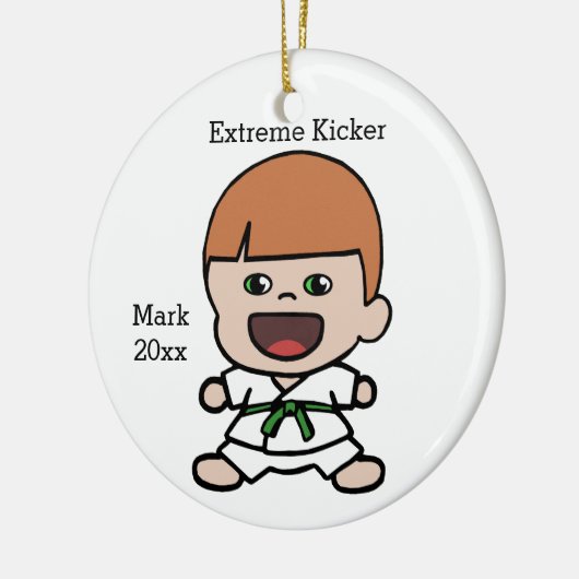 Jongen Karate kerstversiering Keramisch Ornament (Links)