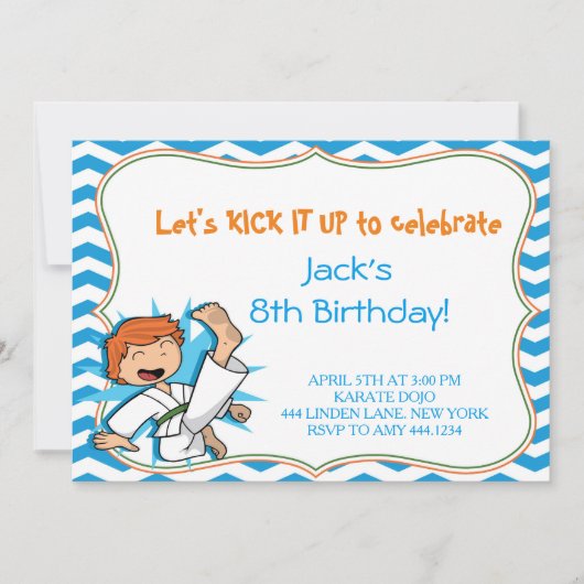 Jongen Karate Martial Arts Verjaardagsfeest Uitnod Kaart (Voorkant)