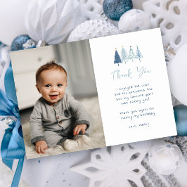 Jongen kerstboom Gejaardag Foto bedankt kaarten