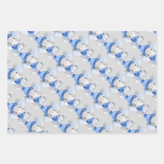 Jongen kerstcadeaupapier met ellephant inpakpapier vel (Voorkant 3)