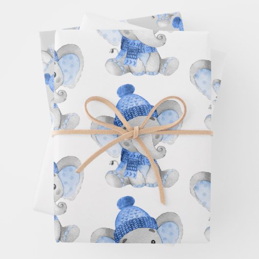Jongen kerstcadeaupapier met ellephant inpakpapier vel (In situ)
