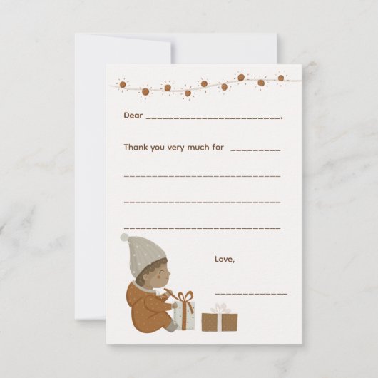 Jongen Kerstmis Bedankt opmerking, vul kaart in (Voorkant)