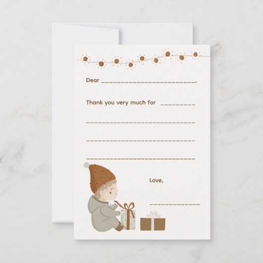 Jongen Kerstmis Bedankt opmerking, vul kaart in (Voorkant)