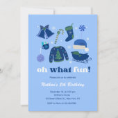 Jongen Kerstmis Thema Verjaardag Vakantie Blauwe K Kaart (Voorkant)