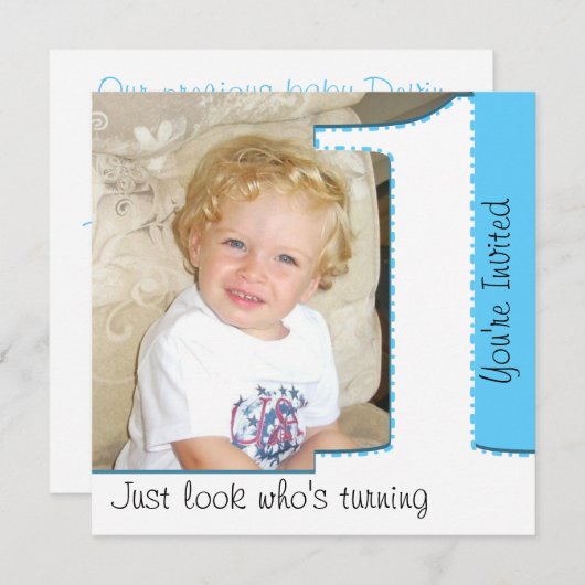 Jongen Kijk eens wie er 1 verjaardag gaat uitnodig Kaart (Voorkant / Achterkant)