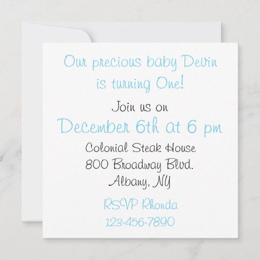 Jongen Kijk eens wie er 1 verjaardag gaat uitnodig Kaart (Achterkant)