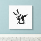 Jongen Kind Pasen Dag Dabbing Konijn Hip Hop Ea Canvas Afdruk (Insitu (Houten vloer))