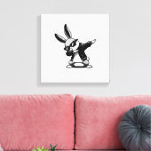 Jongen Kind Pasen Dag Dabbing Konijn Hip Hop Ea Canvas Afdruk (Insitu (Woonkamer))