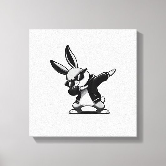 Jongen Kind Pasen Dag Dabbing Konijn Hip Hop Ea Canvas Afdruk (Voorkant)