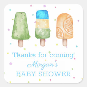 Jongen klaar voor Pop Summer Baby shower Favor Vierkante Sticker