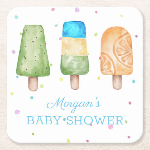 Jongen klaar voor Pop Summer Baby shower Kartonnen Onderzetters