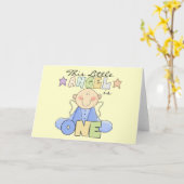 Jongen Kleine Engel 1e Verjaardag Tshirts en gesch Kaart (Gele Bloem)