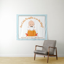 Jongen Kleine Pompoen Baby Shower Banner Achtergro