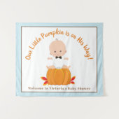 Jongen Kleine Pompoen Baby Shower Banner Achtergro Wandkleed (Voorkant (horizontaal))