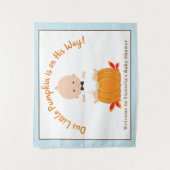 Jongen Kleine Pompoen Baby Shower Banner Achtergro Wandkleed (Voorkant)