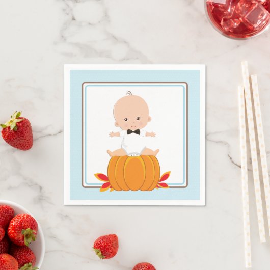 Jongen Kleine Pompoen Baby shower Papieren servett Servet (Insitu)