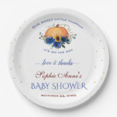  Jongen Kleine Pompoen Thanksgiving Baby Shower    Papieren Bordje (Voorkant)