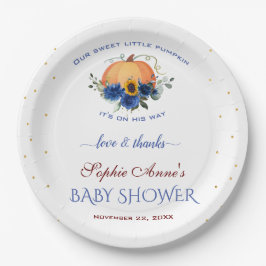  Jongen Kleine Pompoen Thanksgiving Baby Shower    Papieren Bordje