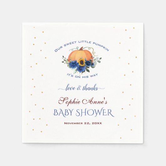  Jongen Kleine Pompoen Thanksgiving Baby Shower    Servet (Voorkant)
