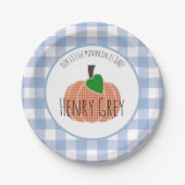 Jongen kleine pompoenblauw eerst eerste verjaardag papieren bordje (Voorkant)