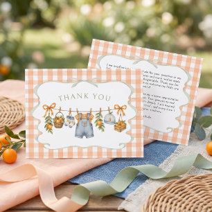 Jongen Kleine Schatje Sinaasappel Baby Shower Bedankkaart