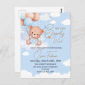 Jongen knuffel beer baby shower uitnodiging Briefk (Voorkant / Achterkant)