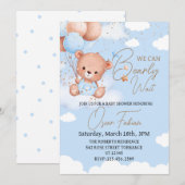 Jongen knuffelig beer baby shower Uitnodiging (Voorkant / Achterkant)