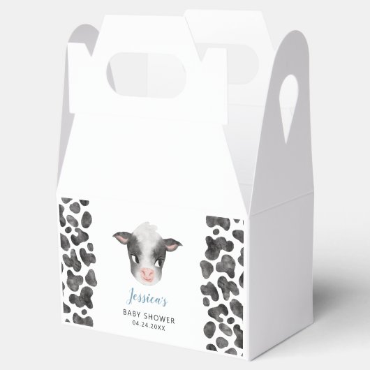 Jongen Koe Boerderij Dier Baby shower Bedankdoosjes (Geopend)