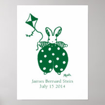 Jongen Konijn in groene verjaardagsposter