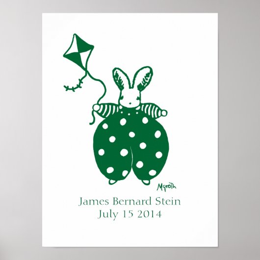 Jongen Konijn in groene verjaardagsposter Poster (Voorkant)