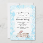 Jongen Konijn Winter Verjaardagsfeest Uitnodigen Kaart (Voorkant)