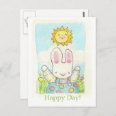 Jongen konijntje Happy Day, briefkaart (Voorkant / Achterkant)