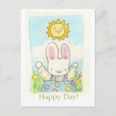Jongen konijntje Happy Day, briefkaart (Voorkant)